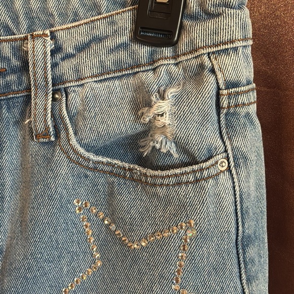 Simple Society Y2K light wash distressed stars rhinestones high rise jeans 5/27 - Picture 9 of 16